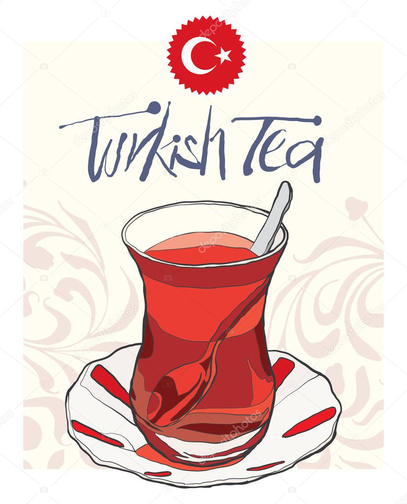 Turkish Tea Glass stock illustration
