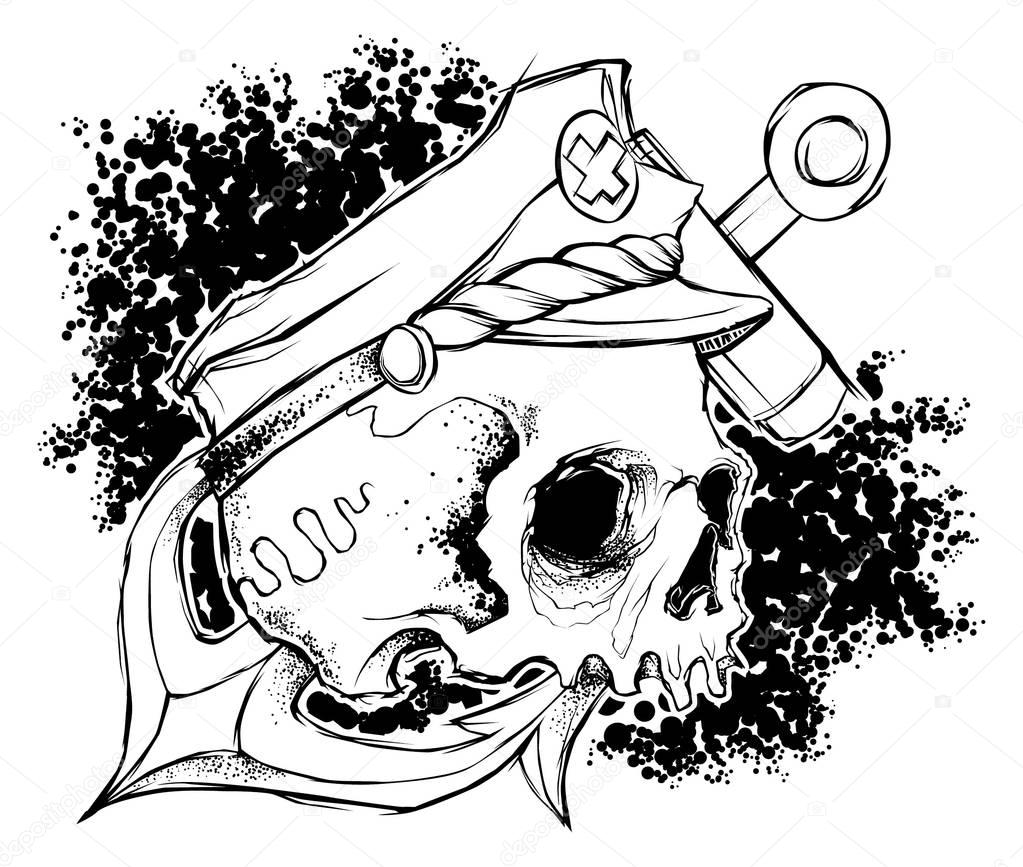Pirate skull - stock illustration