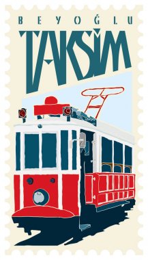 Vintage Taksim Poster hisse senedi illüstrasyon