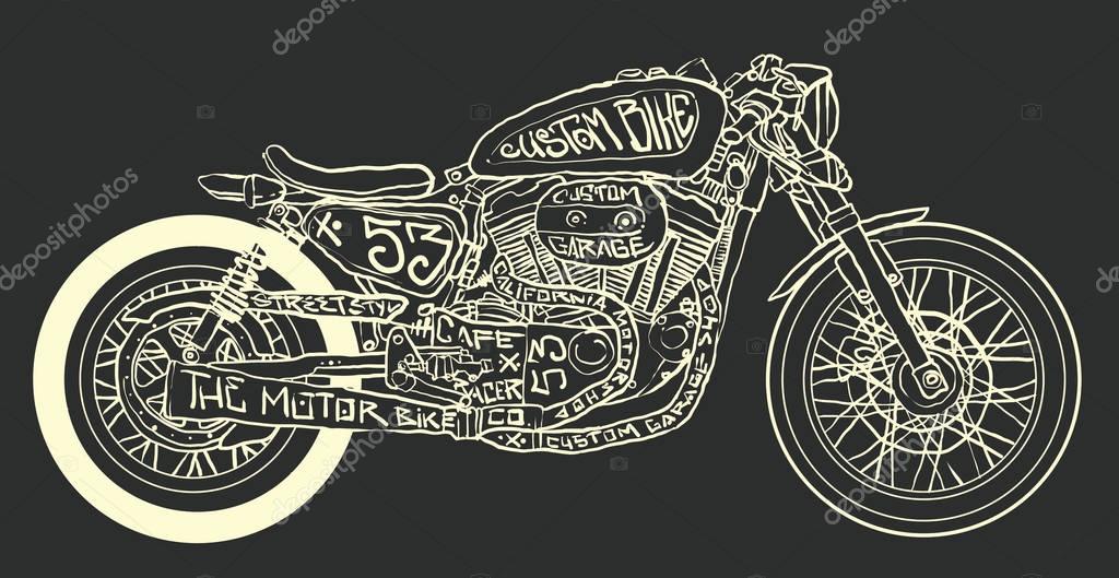 Cafe racer vector illustration - stock illustration