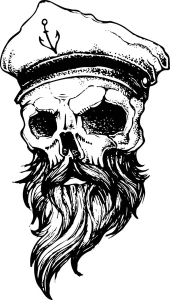 Kapitan Piratów Czaszki Czapka Broda Ilustracji — Wektor stockowy
