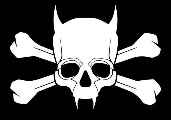 Crâne Noir Blanc Croisées Illustration Stock — Image vectorielle