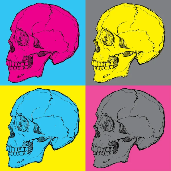 Crânes Pop Art Illustration Stock — Image vectorielle