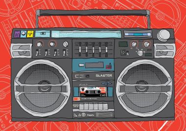 Boombox el çekilmiş hisse senedi illüstrasyon
