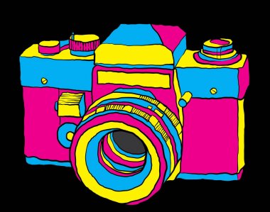 Retro hipster fotoğraf kamera stok illüstrasyon