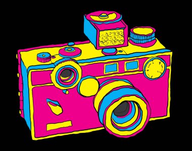 Retro hipster fotoğraf kamera stok illüstrasyon