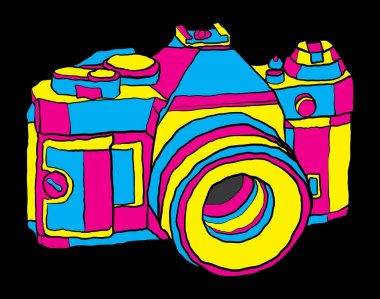 Retro hipster fotoğraf kamera stok illüstrasyon