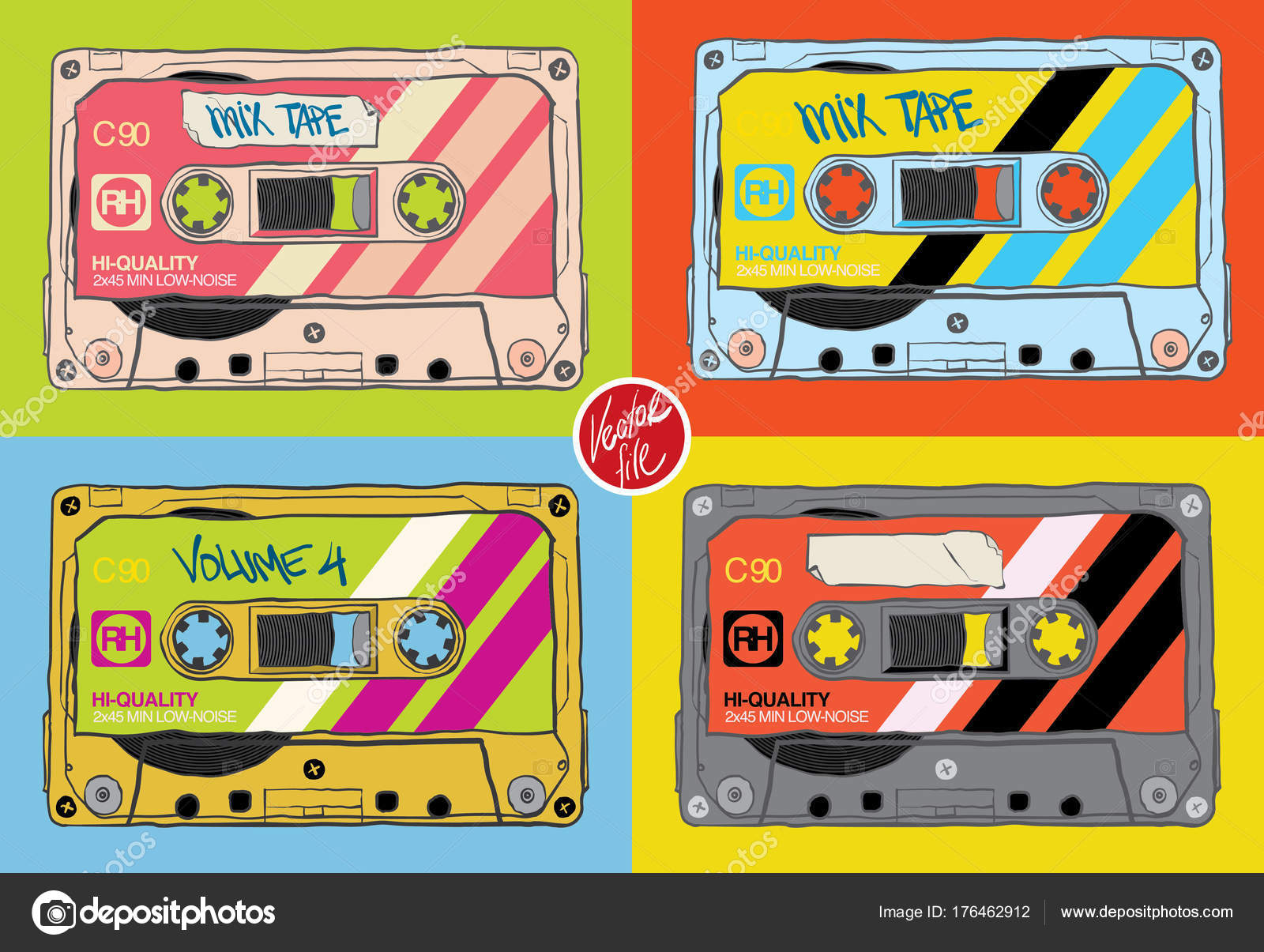 Mix Rétro Des Années 80 Cassette Audio De Musique Dessinée Vecteurs libres  de droits et plus d'images vectorielles de Pop Art - iStock