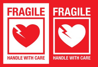 fragile heart icon - vector illustration clipart