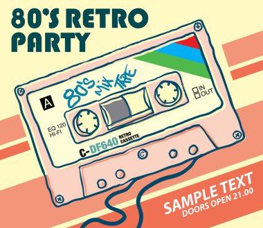 Retro parti poster tasarım şablonu