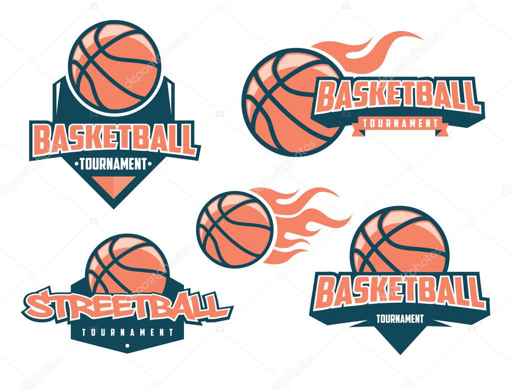 basketball logo set vector file