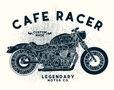 kafe racer t gömlek tasarlamak vektör