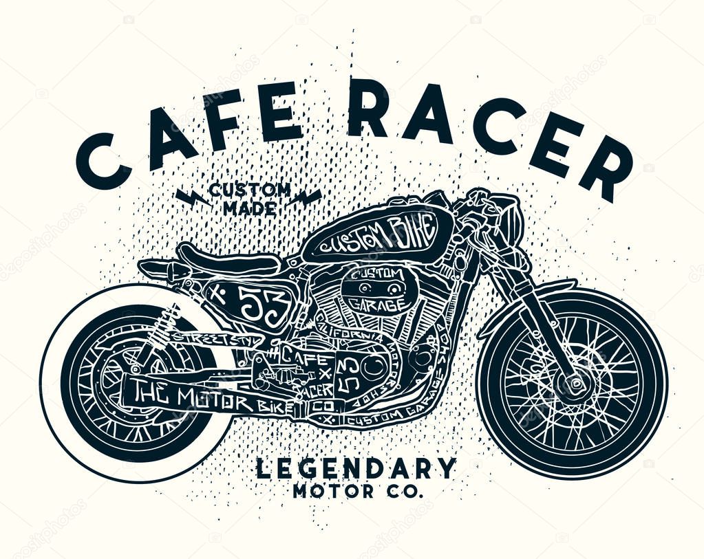 cafe racer t shirt design vector