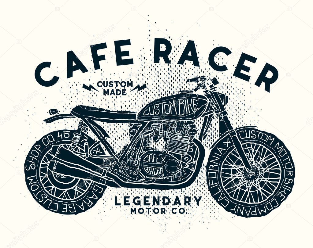 cafe racer t shirt design vector