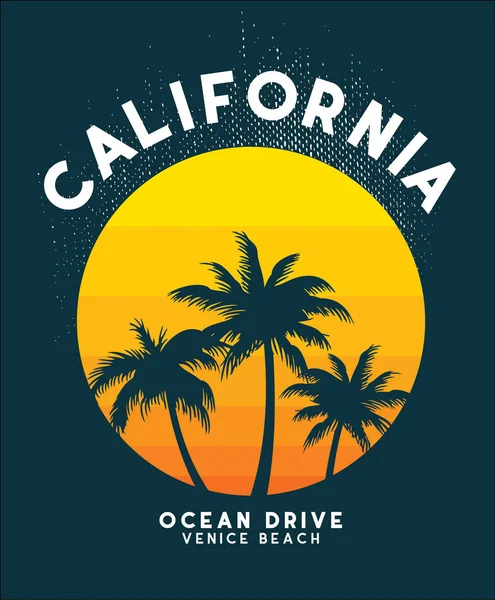 California sun set t gömlek tasarım vektör dosyası