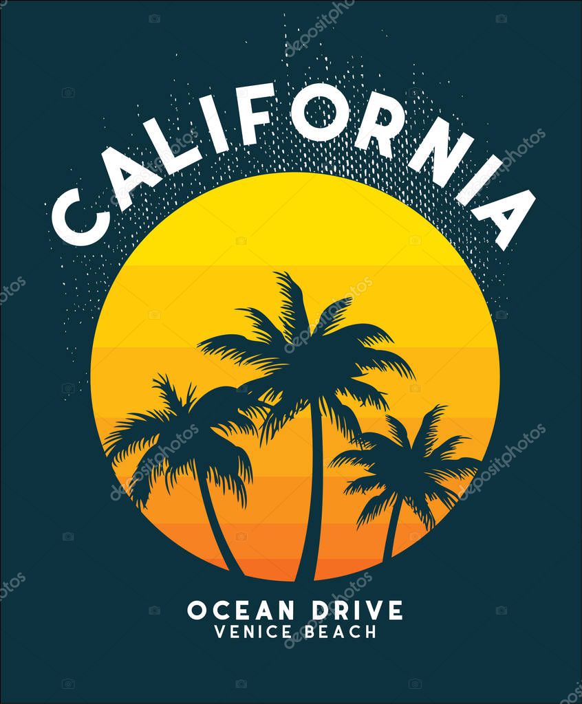 California sun set t shirt design vector file