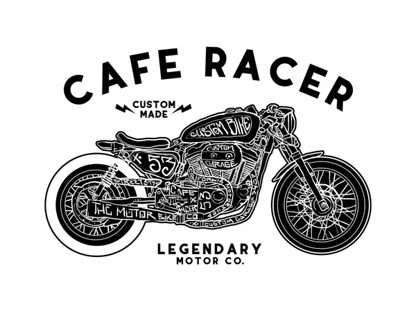 Kafe Racer Gömlek Tasarım Vektör Dosyası — Stok Vektör