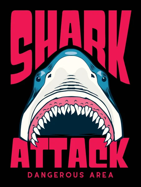 Shark Attack Shirt Poster Design — Stock Vector