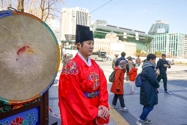 Seoul Mars 2019 Vaktbyte Deoksugung Kungliga Slottet Trummis Och Stor — Stockfoto