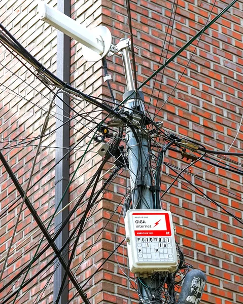 Seoul March 2019 Antenna Urban Internet Power Pole — Stock Photo, Image