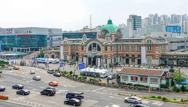 大韓民国ソウル 2019年8月 ソウル中央駅の建設 — ストック写真