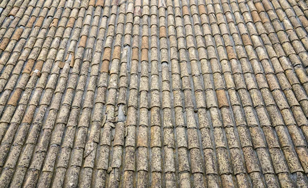 Tiled roof close-up, texture of the old tile.