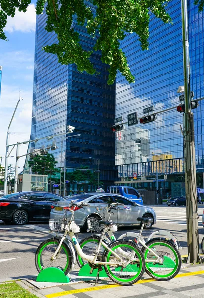 Seoul Republiek Korea Juli 2019 Openbare Fietsen Fietsenstalling Huur Straat — Stockfoto