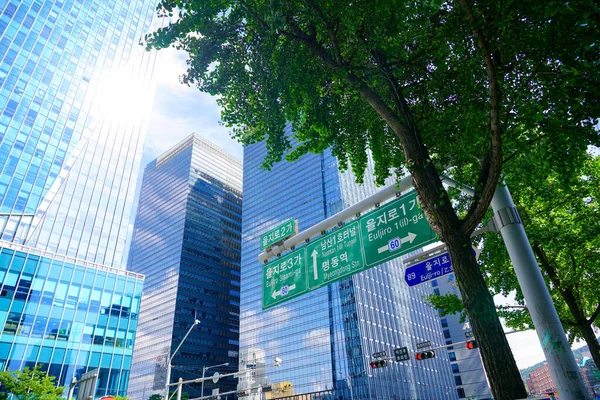 大韓民国ソウル 2019年7月 都市ビュー オフィスビルのある市内中心部 — ストック写真