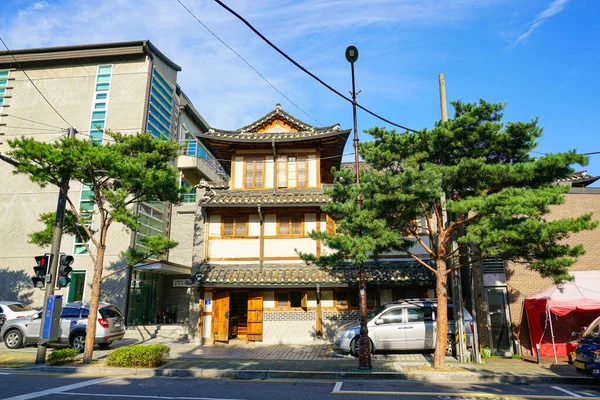 Seul Kore Cumhuriyeti Temmuz 2019 Bukchon Hanok Köyü Eski Geleneksel — Stok fotoğraf