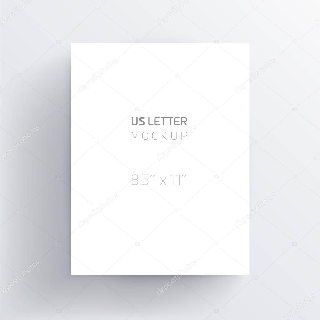 US Letter mockup vector blank paper sheet - high quality editabl