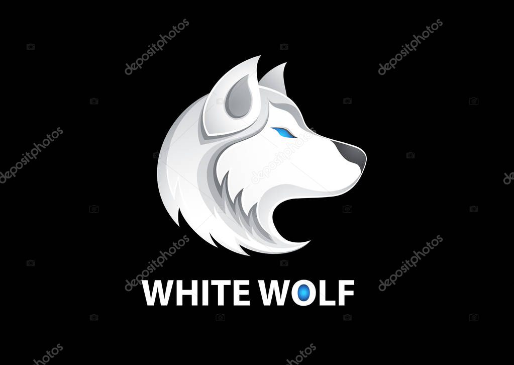 White wolf logo vector illustration - design element