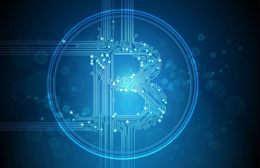 Bitcoin iş mavi arka plan vektör