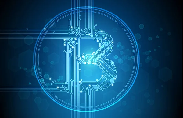 Bitcoin-Geschäft abstrakten blauen Hintergrund Vektor — Stockvektor