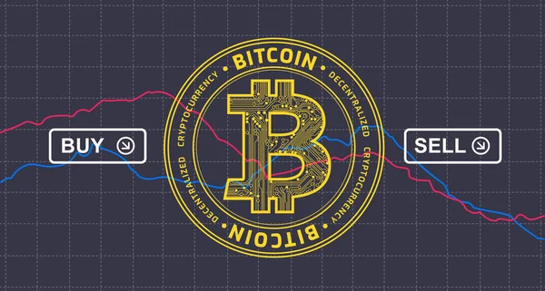 Bitcoin prezzo scende infografica - Bitcoin criptovaluta v — Vettoriale Stock