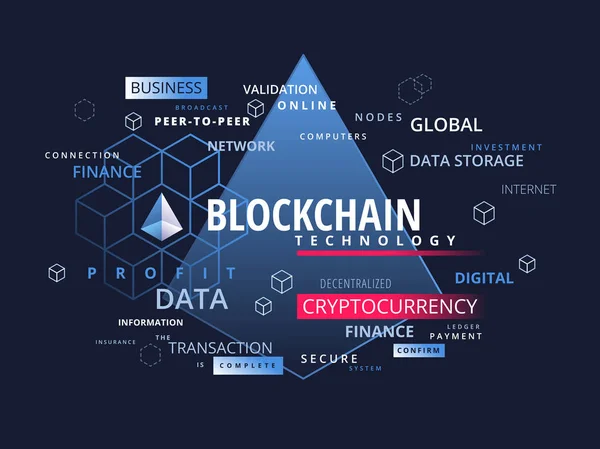 Infografiki kryptowaluta Blockchain - co jest blokowanie łańcucha tec — Wektor stockowy