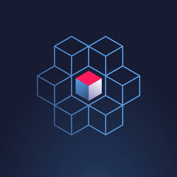 Zincir simgesi veya logosu - 3d izometrik cryptocurrency blockchai engellemek