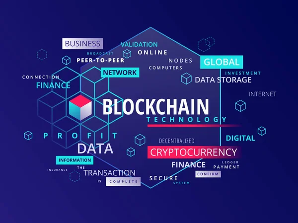 Criptomoeda Blockchain infográficos de texto - ilustração vetorial — Vetor de Stock