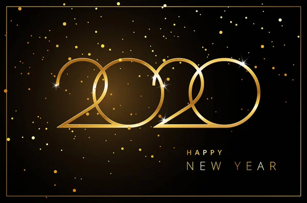 Bonne année 2020 carte de vœux or et fond noir - fl — Image vectorielle