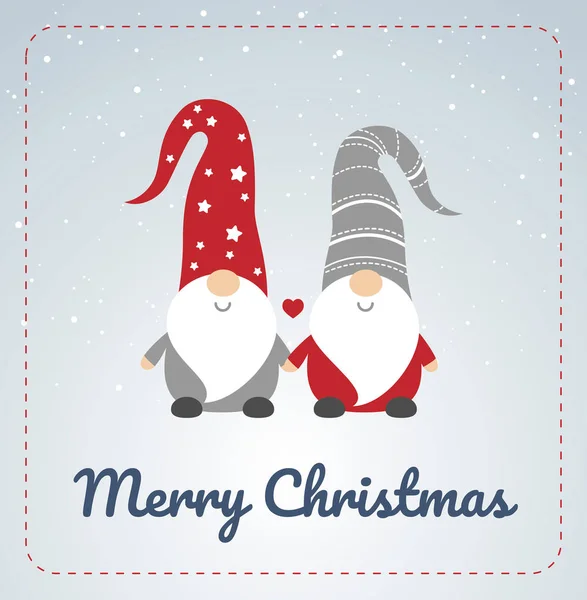北欧のノーム付きクリスマスカード-かわいいノームあなた — ストックベクタ