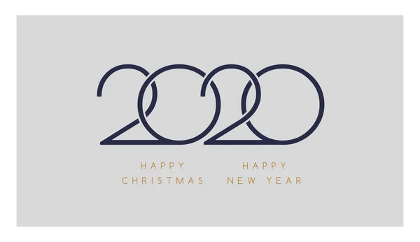 2020 Bonne année, Joyeux Noël - logo élégant minimaliste — Image vectorielle