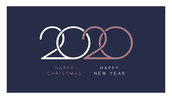 Élégant 2020 Bonne année et Joyeux Noël texte en blanc un — Image vectorielle