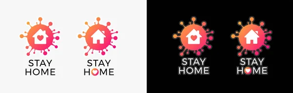 Blijf Thuis Logo Isolatie Icoon Voor Covid Virus Bescherming Campagne — Stockvector