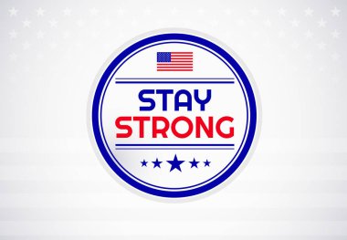 Coronavirus covid-19 salgınıyla savaşmak için ilham verici olumlu bir alıntı ve ABD bayrağı. Arkaplan, afiş, poster, broşür - vektör illüstrasyonu