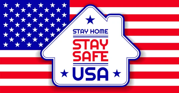 Fondo Patriótico Con Bandera Los Estados Unidos Stay Home Stay — Archivo Imágenes Vectoriales
