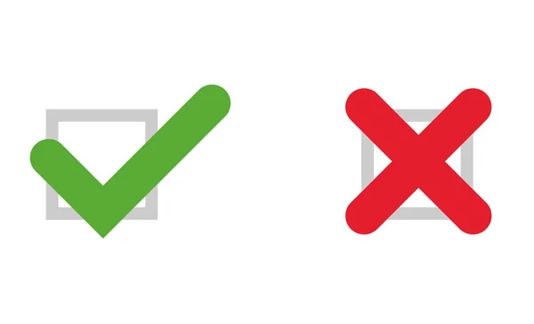 Checkmark cross vector symbol on white background. Yes no or accepted ...