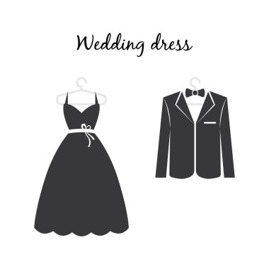 Gelin ve damat düğün elbise vektör