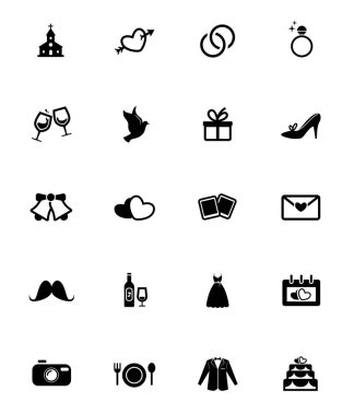 Düğün Icons set - vektör