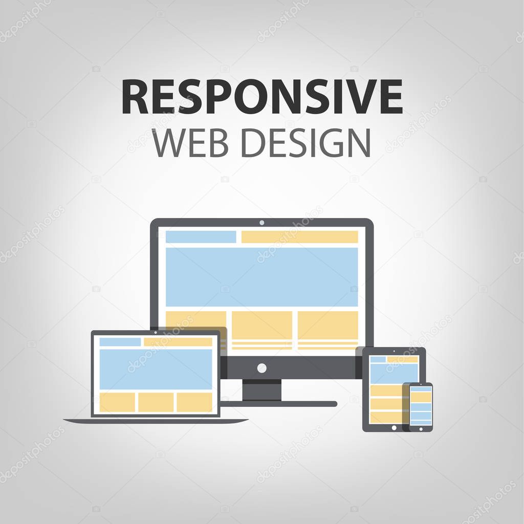 Responsive web design concept vector illustration.