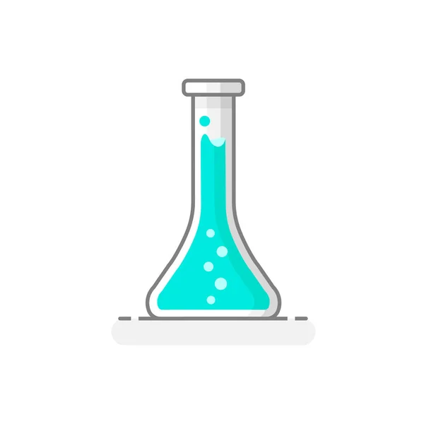 Tudományos Erlenmeyer Lombik Vegyi Folyadék Laboratóriumi Üvegáru Ikon Lapos Tervezési — Stock Vector