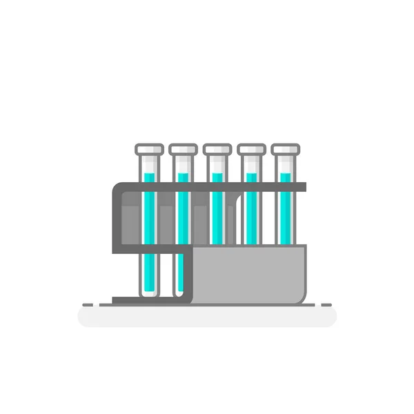 Tudományos Rack Kémcsövek Vegyi Folyadék Laboratóriumi Üvegáru Ikon Lapos Tervezési — Stock Vector